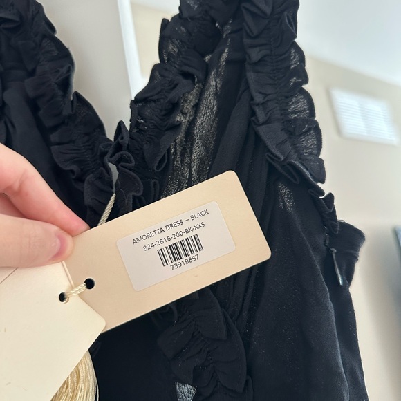 NWT Doen Amoretta Ruffle Cut Out Maxi Dress in Black XXS read description - Picture 7 of 9